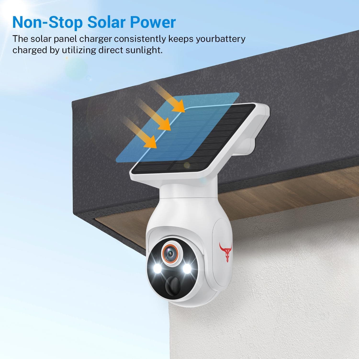 1080p Security Camera Wireless with Solar Panel, AI Human Detection, 2-Way Audio, Color Night Vision, 2.4G WiFi Only, Cloud Storage (Sold Separately), Indoor/Outdoor Surveillance Bullet Cam (WiFi)